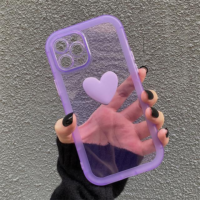 

Противоударный чехол с 3d милым сердечком ярких цветов для Iphone 12 11 13 14 Pro Max Xr Xs X 14 Plus, прозрачная мягкая силиконовая задняя крышка For iPhone 13 Pro