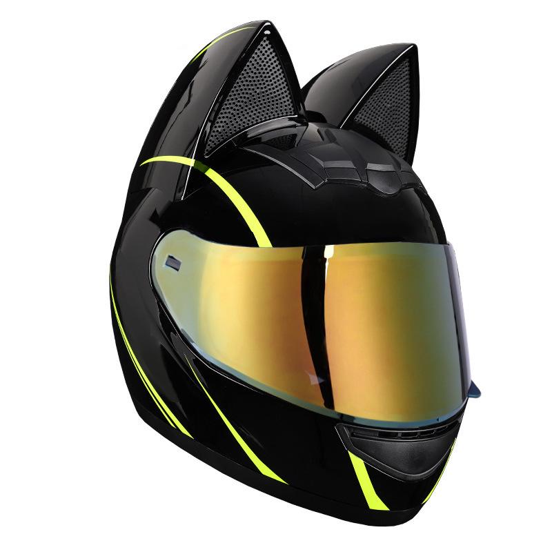Dámská motocyklová helma na celou tvář s kočičími oušky - Univerzální pro všechna roční období