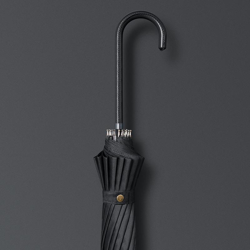 Japan Fashion Fresh Long Handle Umbrella Double Straight Umbrella Women Simple 16-Bone Reinforced Curved Handle Umbrella Printable Logo