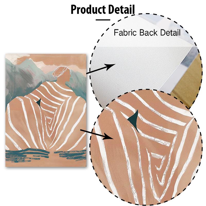 Striped Girl Coffee Vase Flower Abstract Posters Prints Wall Art Canvas Painting Hotel Bar Wall Pictures For Living Room Decor