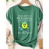 Women's Fun Pickleball Cartoon Pattern Printed Sports Short Sleeve Autumn and winter fashion round neck cute T Shirt Elegant Party Vintage Beautiful