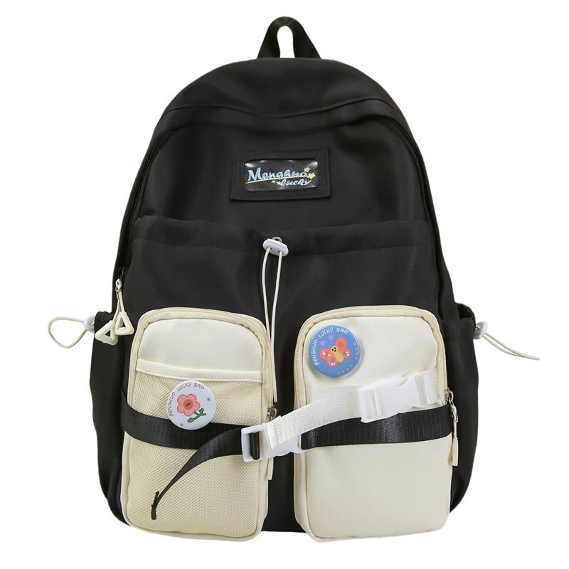 Junior High School Student Schoolbag Color Block Women's Large Capacity Backpack