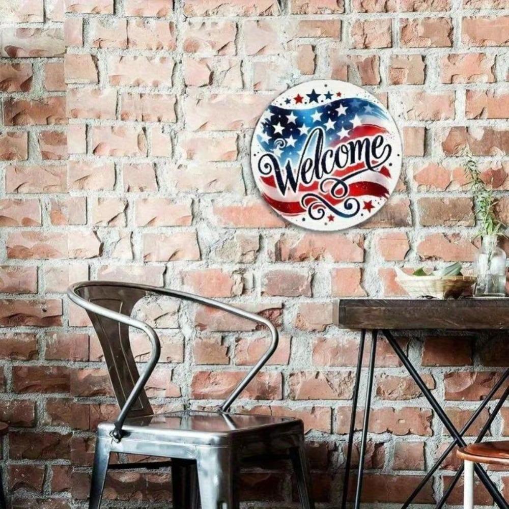 Metal Wall Art American Flag Patriotic Decor Bar Club Kitchen Hanging Painting Independence Day Home Decoration