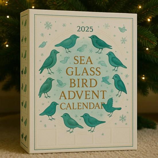 Sea Glass Bird Advent Calendar 2025 24 Day Countdown Christmas Tree Decoration Handcrafted Bird Ornaments Meaningful Holiday Gift