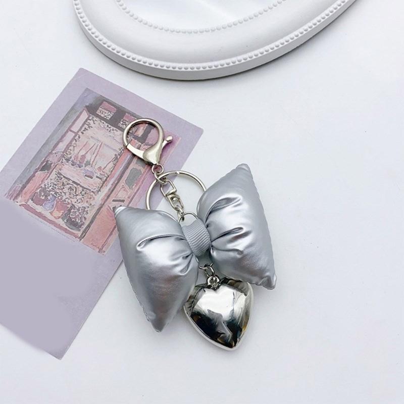 Bowknot Heart Star Charm Keychains Sweet Cute Pendant Hanging Ornament Keyring Backpack Decoration for Women Girls