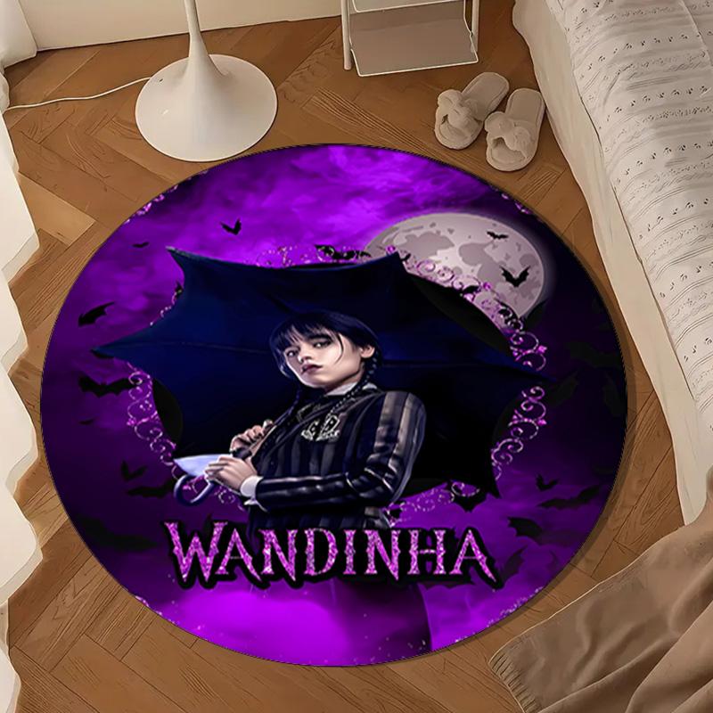 Wednes-day Gothic Round Rug for Livingroom,Bedroom, Palyroom, Chair Rug, Area Rug, Circle Carpet, Large Size Fan Christmas Gift