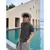 Men Beige Waffle Knit Henley Neck T-Shirt Casual Short Sleeve Breathable Mesh Tee
