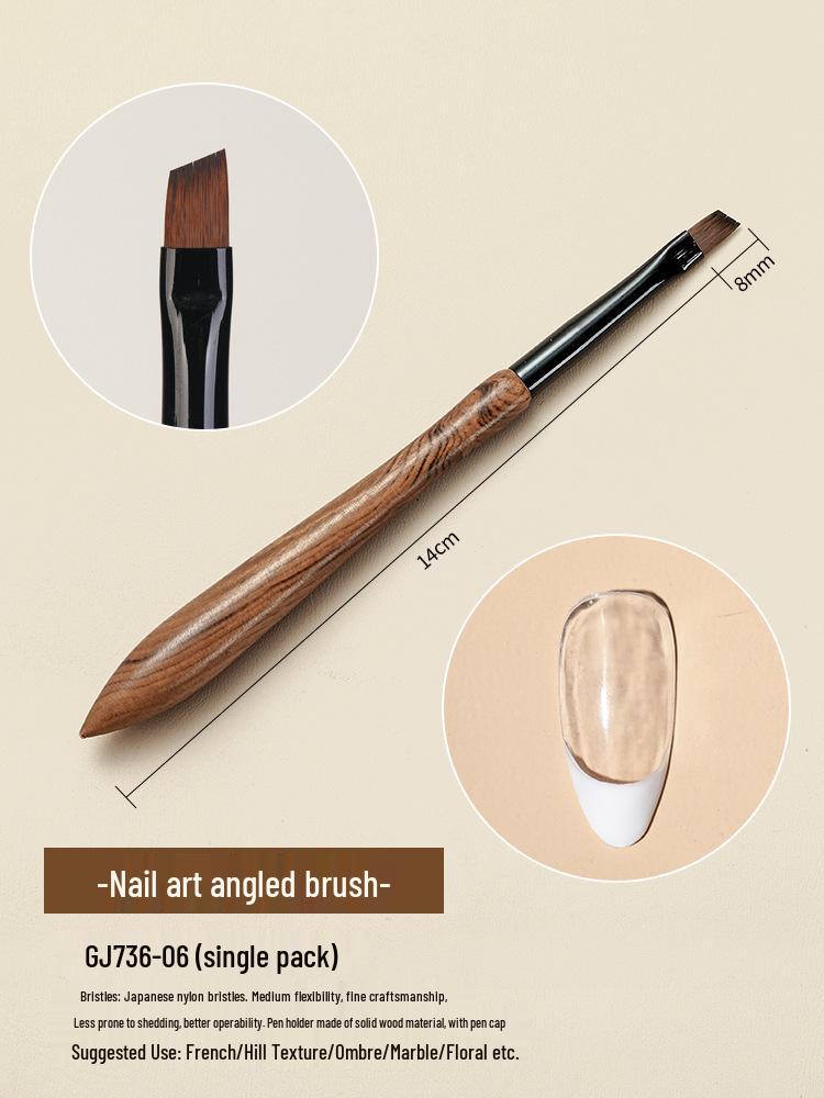 Japanese Sandalwood Nail Art Brush Set with Gradient Ombre and Round Head for Gel Painting