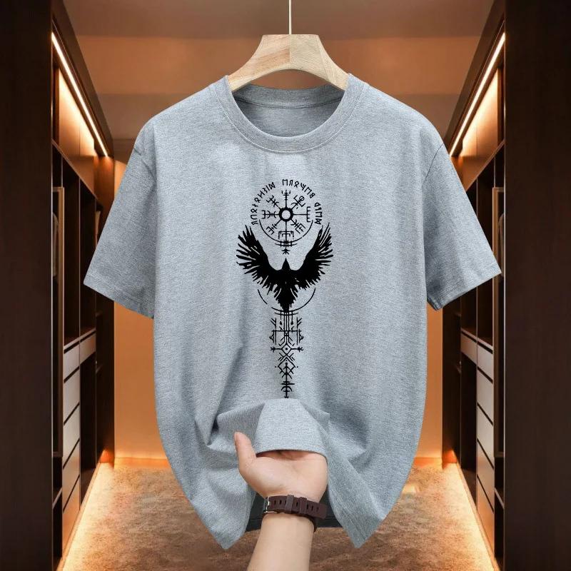 

Ancient Raven Pattern Tees 2025 New Arrival Mens Cotton Tshirt High Quality Urban Casual Fashion Cool Round Neck Top 4XL