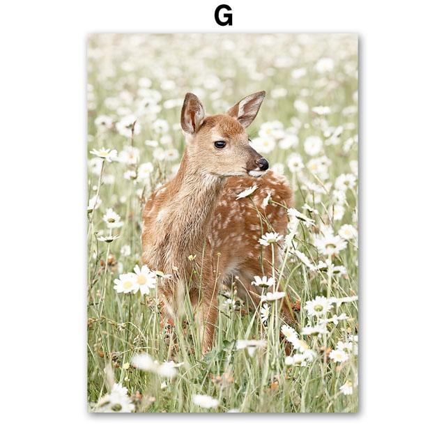 Retro váza na květiny Jelen Lilie Galerie Barevné plakáty a tisky Nástěnné umění Plátno Olejomalba Nástěnné obrázky pro dekoraci obývacího pokoje