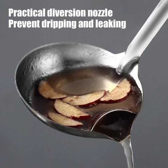1/2Pcs Oil Separator Soup Ladle Stainless Steel Grease Filter Scoop with Spout Fat Separator Oil