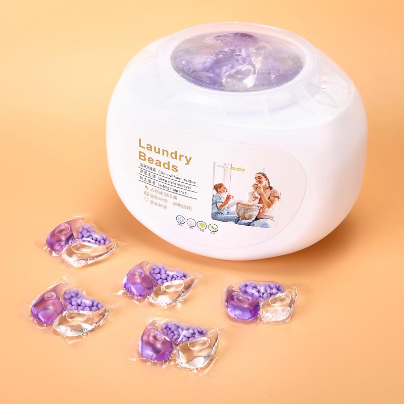 3-in-1 Laundry Capsules: Long-Lasting Fragrance, Highly Concentrated Detergent, Powerful Stain Removal, Three-Chamber Beads.