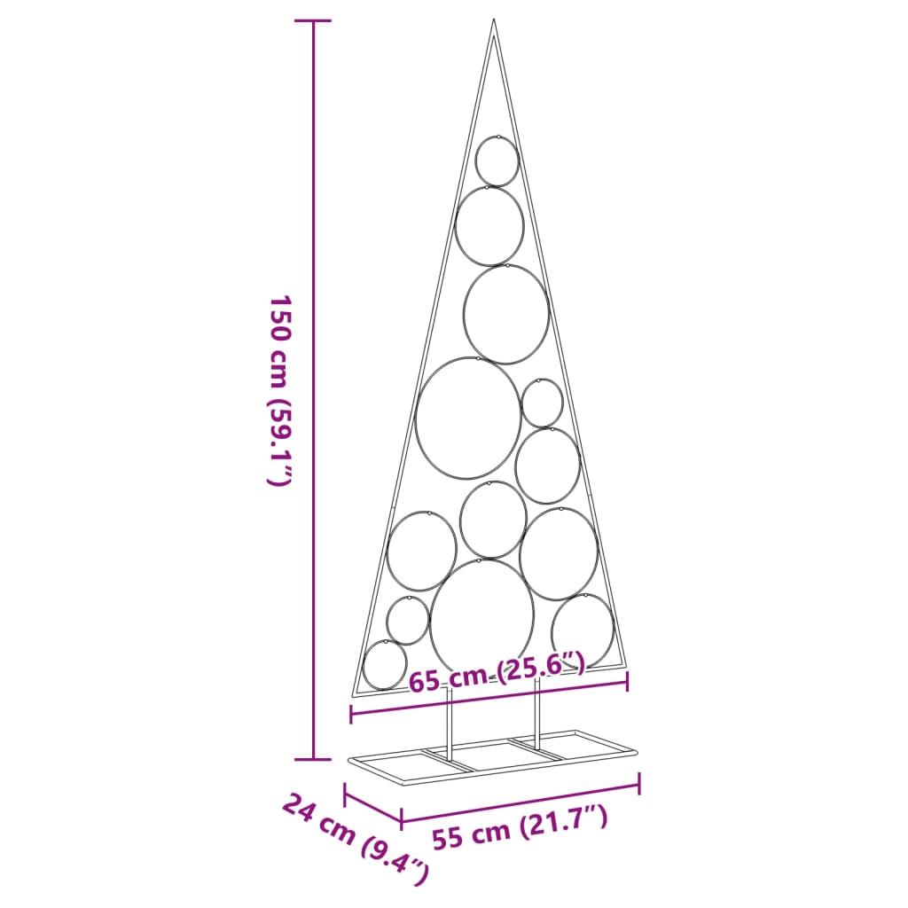 Metal Christmas Tree for Decorations Black 150 cm