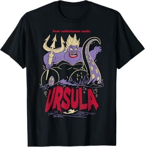 The Little Mermaid Ursula Red Text Villain Black TShirt S