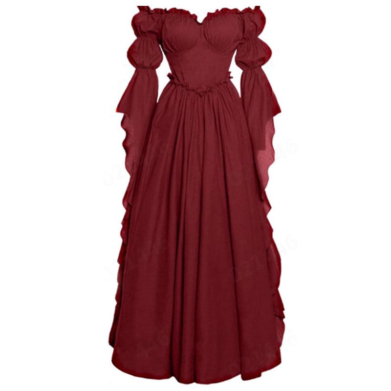 Medieval Court Women's Retro Long Dress for Stage Performance