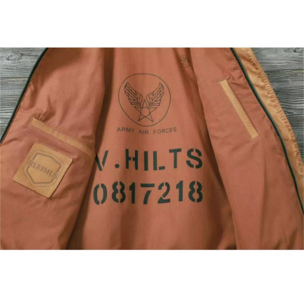 Chinesische Größe Klassische Flug A2 Pilotenjacke Vintage Schmutzig Gelb Ölgewachste Rindsleder Echtes Leder Jacke Männer Fliegerjacken Männer Mäntel