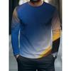 Men's 3D Stripe Printed Long-sleeved T-shirt, Comfortable, Breathable and Versatile Men's Top