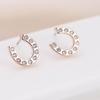 Elegant U-shaped Micro-inlaid Diamond Earrings for Girls - Cute & Stylish