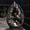 Zen Buddha Backflow Incense Burner Landscape Waterfall Design Resin Home Decor for Meditation Yoga Office Desk Stress Relief Gif