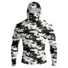 Men’s Long Sleeve Hooded Shirt with Face Cover Leaf Print Lightweight Breathable Quick Dry Athletic Top for Outdoor Sports Fishing Running Hiking