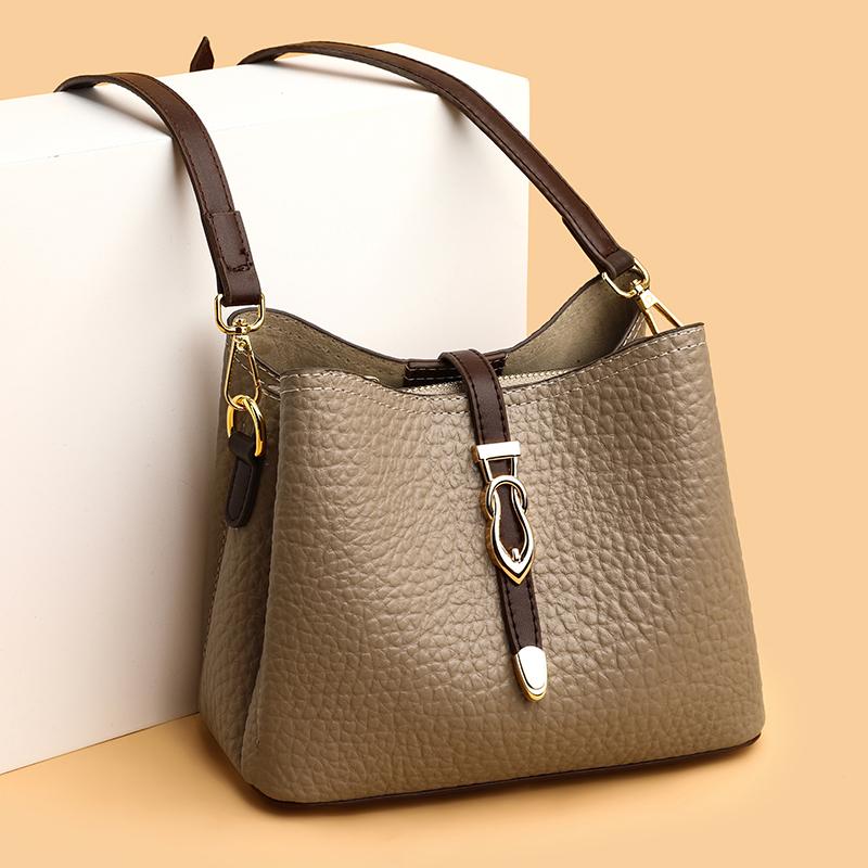 High-quality Standard Stone Genuine Leather Shoulder Crossbody Bags for Women Cowhide Female Messenger