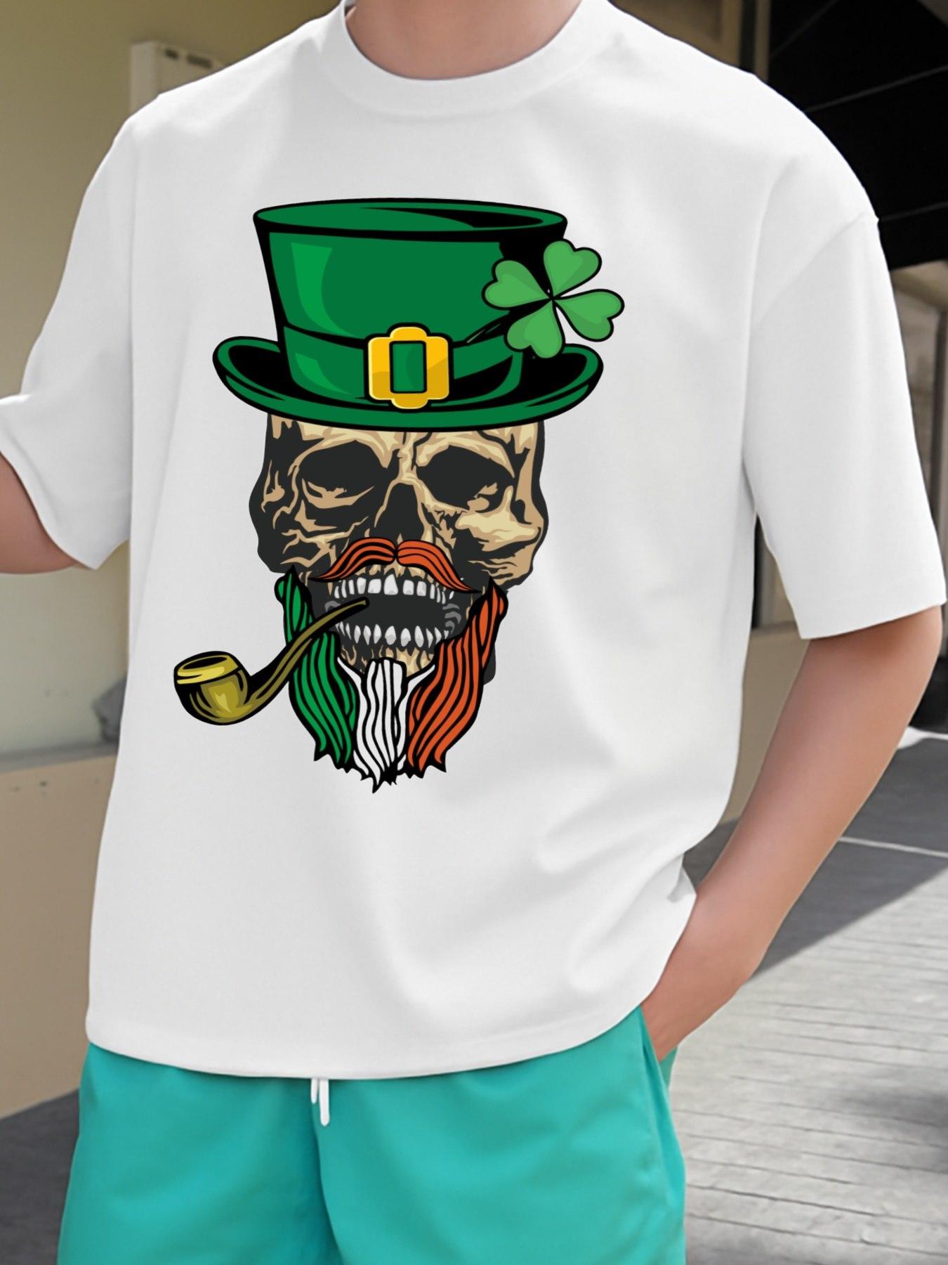Men s T-Shirt Y2K Skull Leprechaun White S