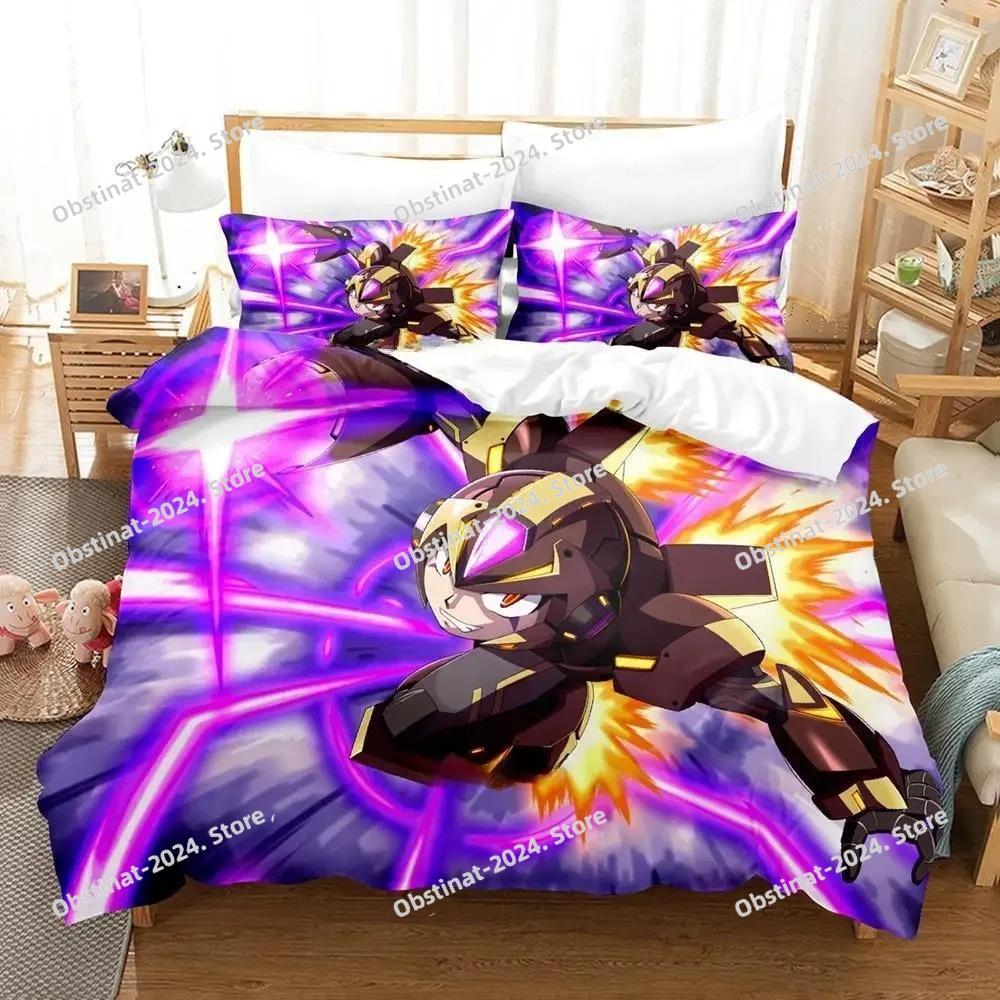 Mega Man X DiVE Bedding Set Printed Duvet Cover Sheet Pillowcase Bed Soft Quilt Cover Full Queen King Size Anime Bed Sheet Set
