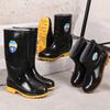 PVC Thickened Water Shoes High Tube Durable Men's Extra Large Size Waterproof and Non-slip Beef Tendon Sole Black, Long Rain Boots