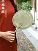 Traditional Handmade Bamboo and Wood Straw Fans with Long Handles for Summer, Mosquito-Repelling Hand-Woven Fans In New Chinese Style