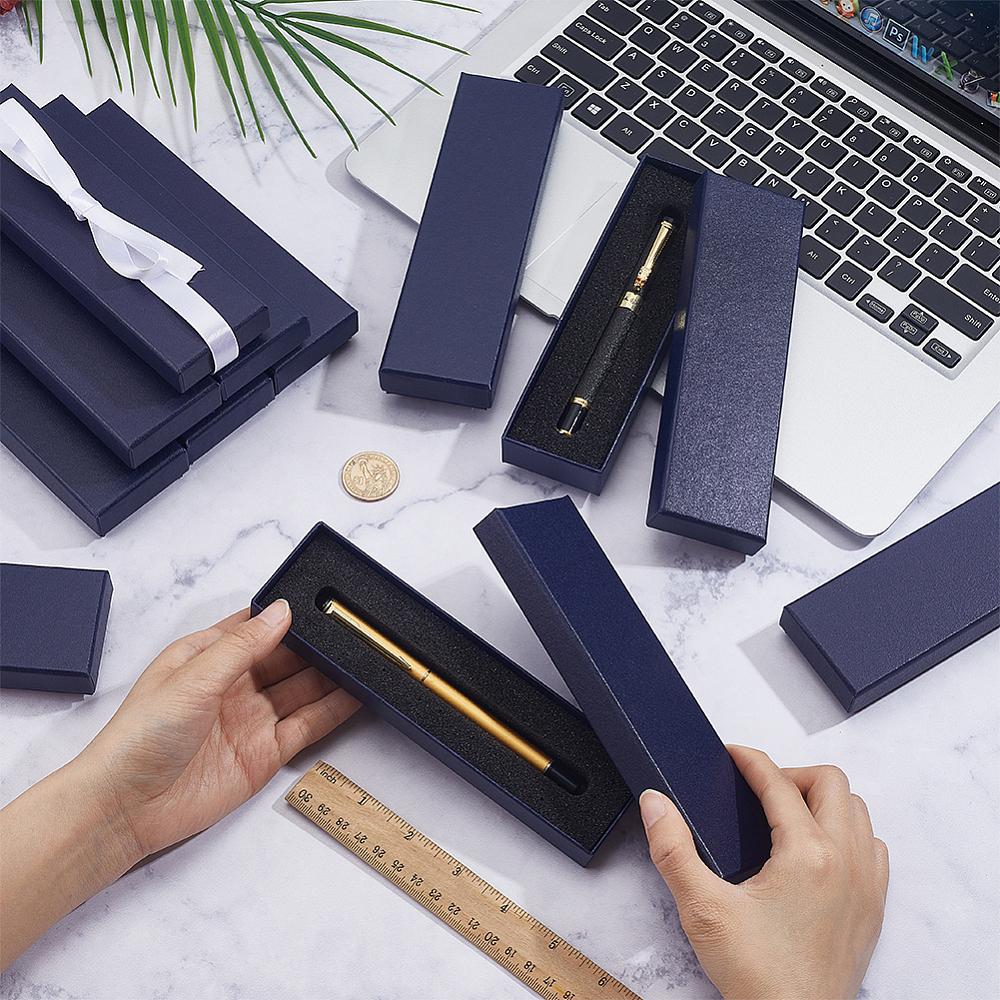 16pcs Cardboard Pen Cases with Sponge Fourtain Pen Box Office & School Supplies Rectangle Midnight Blue 180x51x24mm