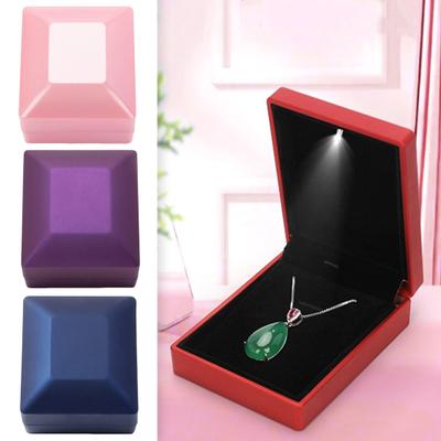 Engagement Ring Box Jewelry Container with LED Light Storage Magnet Design Compact Portable Jewelry Gift Box Wedding Party Supplies