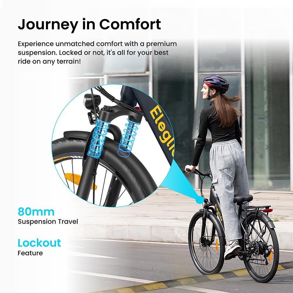Eleglide T1 Step-Thru Electric Bike – 50Nm Motor, 100km Range, 27.5" CST Tires, Hydraulic Suspension  7-Speed Shimano