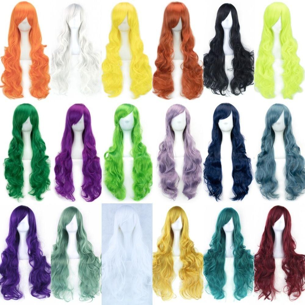 Heat Resistance Long Curly Hair 80cm Women Wave Hairpiece Universal Anime Cosplay Wigs  Halloween