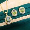 European and N Fashion Classic Olive Zircon Necklace Earrings Bracelet Ring Set