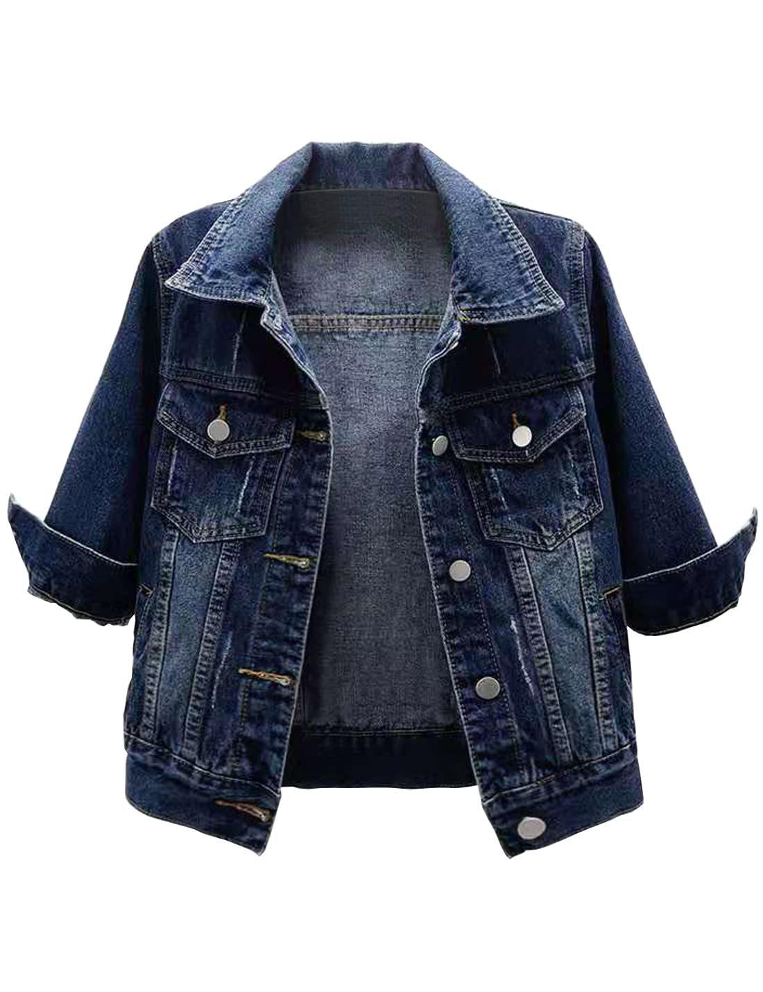 

TEMU Women s Spring Seven-Sleeve Denim Jacket - Casual and Versatile Top. Medium