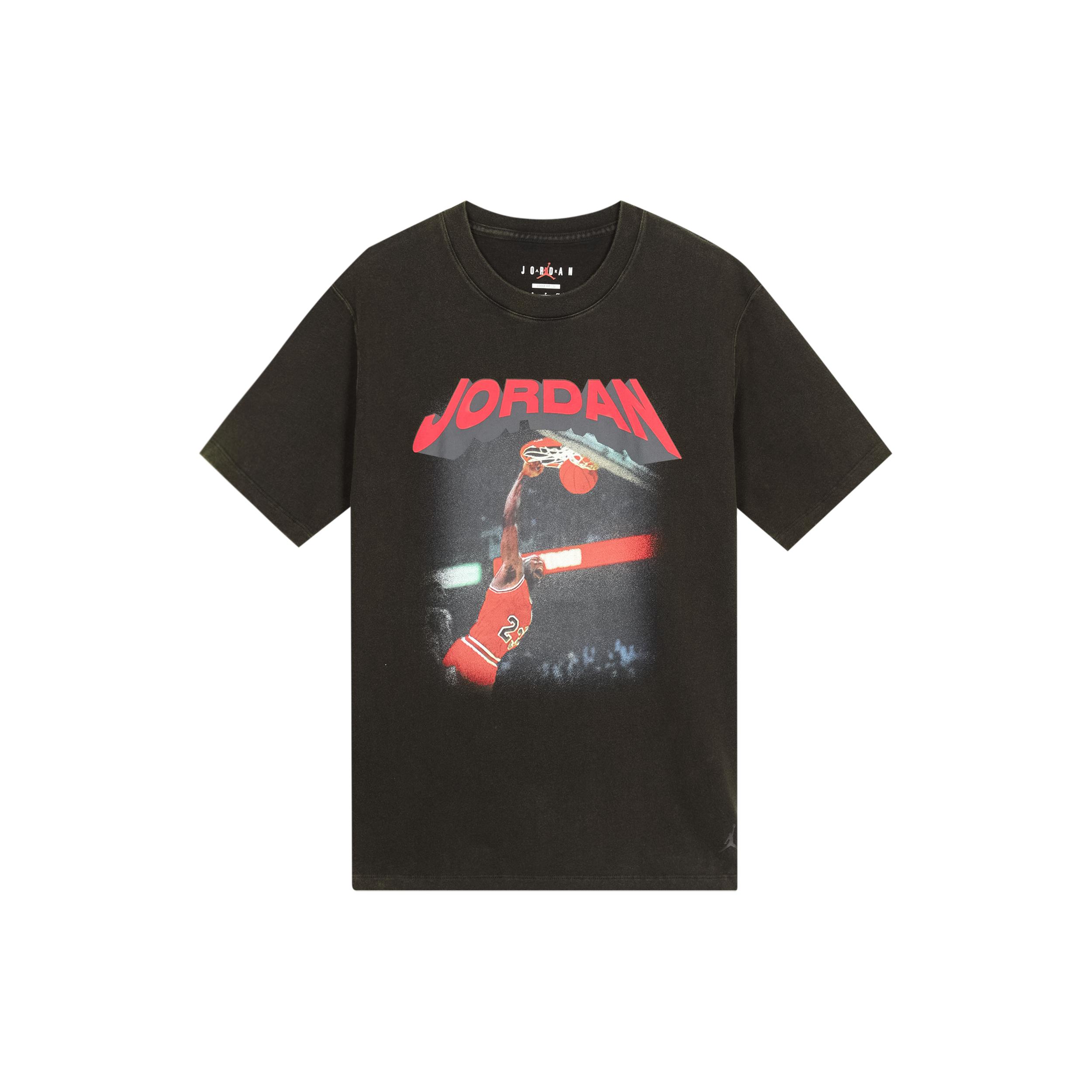 

New Jordan Drop Shoulder Sleeve T Shirt Women s Black Gray Asian Version FB5138-010 M