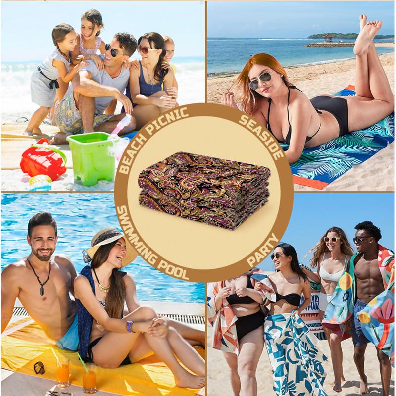Ethnic Paisley Beach Towel, Airy Quick Dry Bath Towel, Souvenir Gift For Couples & Families, Vacation Travel Essential