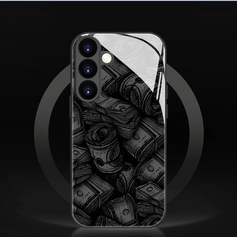 

Creative Money Glass Phone Case Suitable for Samsung for Galaxy S26 S25 S24 S23 S22 S20 FE Ultra Plus 5G Anti Drop Back Cover Galaxy S23 FE