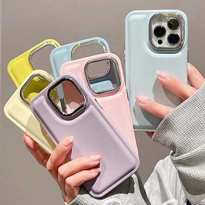 Luxury Plating Design Solid Color Phone Case for iPhone 15 14 13 12 11 Pro Max New Girl Simple All-inclusive Soft Silicone Cover