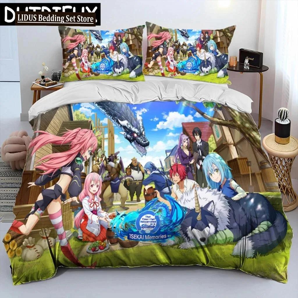 I Got Reincarnated As A Slime Anime Comforter Bedding SetDuvet Cover Bed Set Quilt Cover Pillowcaseking Queen Size Bedding Set