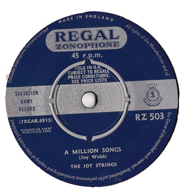 

7inch Record JOY STRINGS A Million Songs RZ503 Regal Zonophone 1964 UK Pop Used