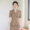 Women's Light Khaki Short-Sleeve Blazer Suit
