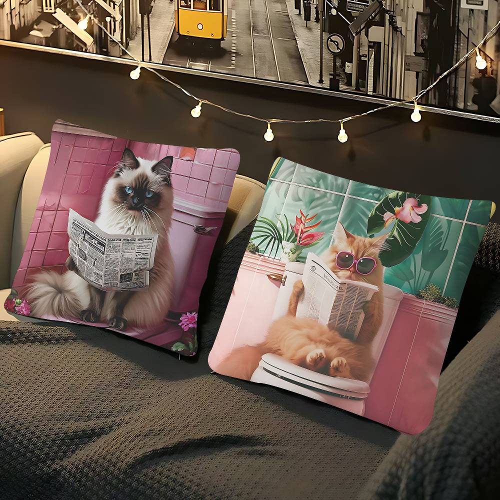 Funny Toilet Animals Reading Cushion Cover Decorative Pillow Sofa Home Decor Case Pillow Cases