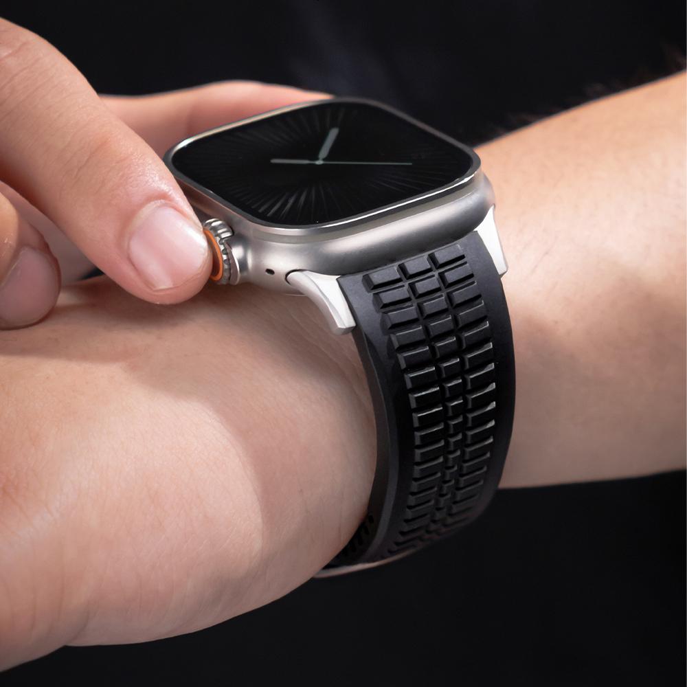 Sports Silicone Band for Apple Watch Ultra 3/2 49mm 46mm 45mm 44mm Luxury Metal Bracelet for iWatch Series 11 10 9 8 7 Se Strap