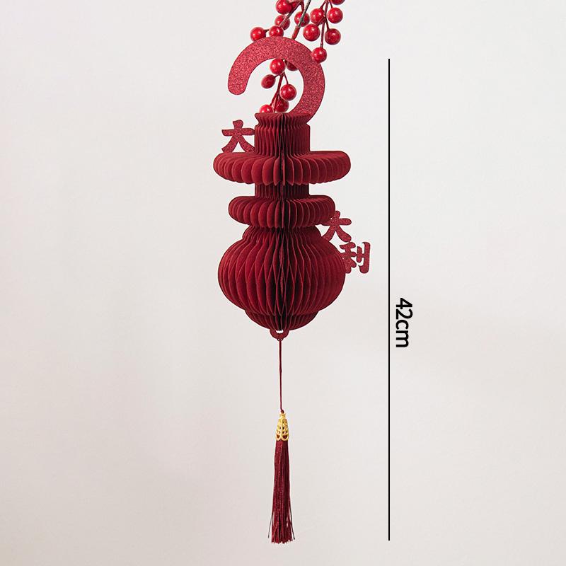 3D Chinese New Year Decorations 2026 Spring Festival Honeycomb Lucky Hanging Ornament Paper Lanterns Ornament with Bell Decor
