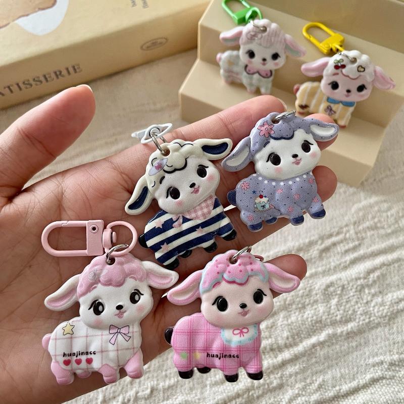 Cartoon Lamb Keychain Kawaii Year of Sheep Mascot Pendant Non-toxic Safe Bag Hanging Decor for Kids Daily Use