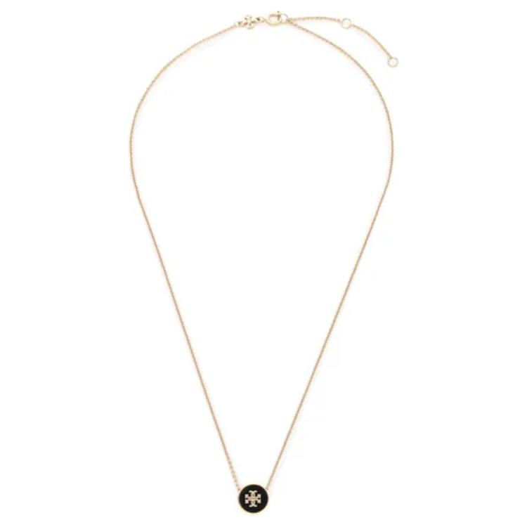 Tory Burch Logo Design Enamel Brass Necklace Women Necklace Gold 24A90549_700