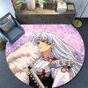 Inuyasha Round Area Rug,Carpet Rug for Living Room Bedroom Sofa Playroom Decor,Non-slip Floor Mat