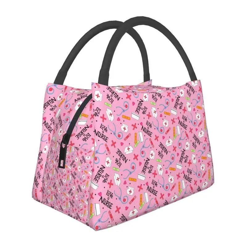 Benutzerdefinierte Krankenschwester in Not Cartoon Arzt Krankenschwester Isolierte Lunchtaschen für Tragbare Thermokühltasche Lebensmittel Lunchbox Camping Reise
