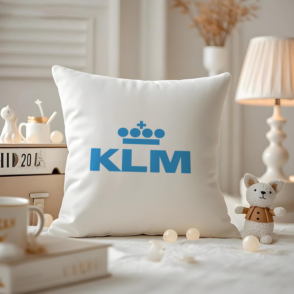 

Klm Royal Dutch Airlines Cushion Cover Anti-dustmite Pillowcase Invisible Zipper Silky Short Plush Sofa Cushion Cover 12x12Inch